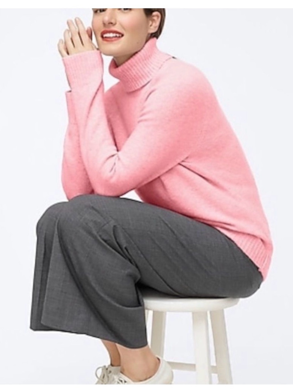 J. Crew Pink Cowl Turtleneck Sweater